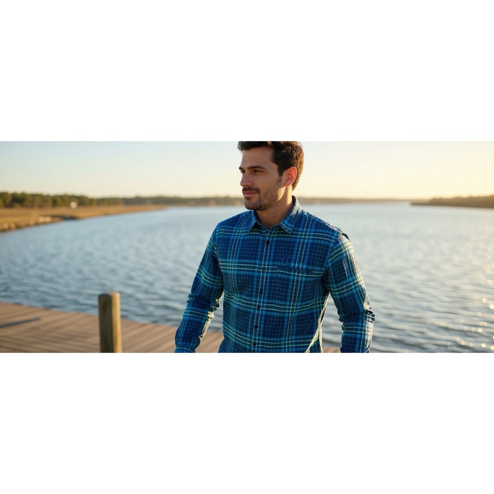 Tommy Bahama Men Long Sleeve Shirt LAZLO MONTLAKE CHECK ISLAND NAVY Sz Large NWT